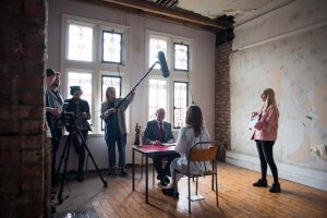 Behind the scenes on the set of 'Time for Tea', a short film. Credit Nathan Towers.